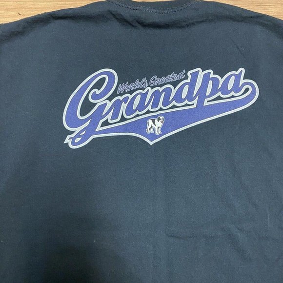 VINTAGE Big Dogs Shirt XL Navy Blue “Worlds Best Grandpa” Graphic Tee Mens XL - Picture 2 of 3